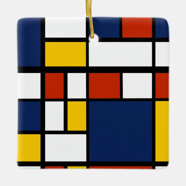 bauhaus mönster abstrakt geometrisk konstmålning m julgransprydnad keramik (Framsida)