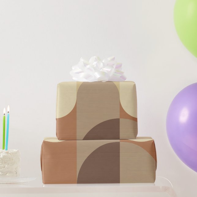 Bauhaus Mönster Brown Earth Tones 1970 Presentpapper (Festgåvor)