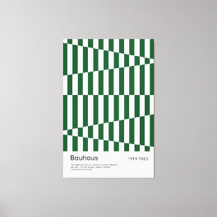 Bauhaus Mörkgrön randig gridkonsttryck 1923 Canvastryck