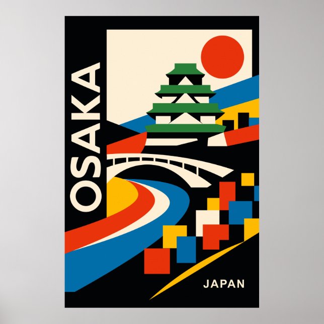 Bauhaus Osaka Japan Resoraffisch Stark Geometrisk Poster (Framsidan)
