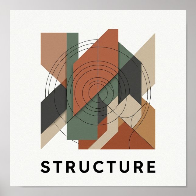 Bauhaus överlappande geometri fyrkantig affisch (Framsidan)