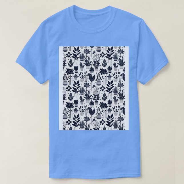 Bauhaus Plant Mönster Blue T Shirt (Design framsida)