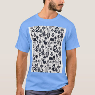 Bauhaus Plant Mönster Blue T Shirt