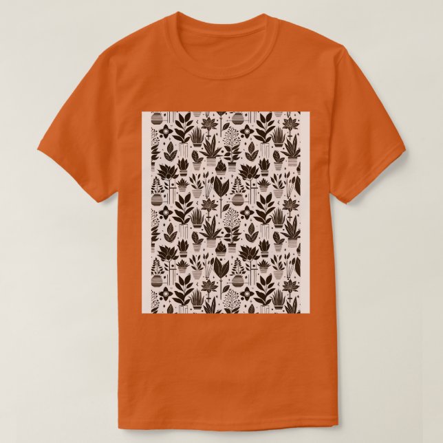 Bauhaus Plant Mönster Brown T Shirt (Design framsida)