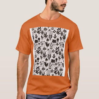 Bauhaus Plant Mönster Brown T Shirt