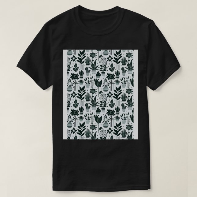 Bauhaus Plant Mönster Grönt T Shirt (Design framsida)
