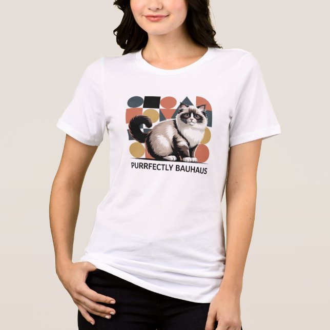 Bauhaus Ragdoll Cat Modern Art T-Shirt (Framsida)