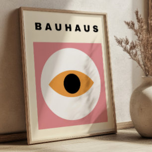 Bauhaus Rosa Rodnad Mid Century Modern Minimalisti Poster