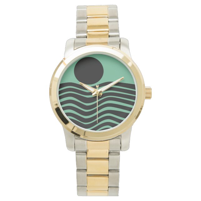 Bauhaus Seafoam Grönt Abstrakt Armbandsur (Framsida)