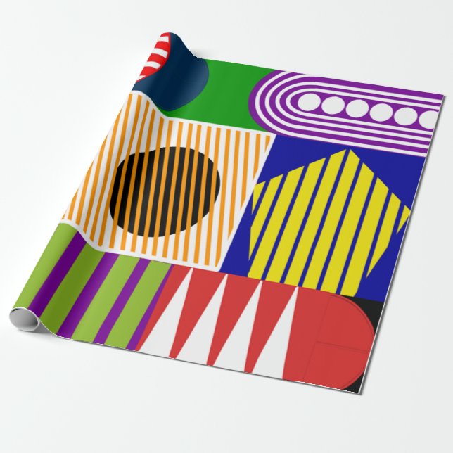 Bauhaus Shape Collage Presentpapper (Utrullad)