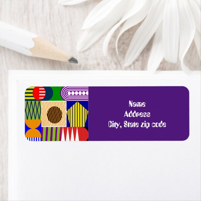 Bauhaus Shape Collage Returadress Etikett (Insitu)
