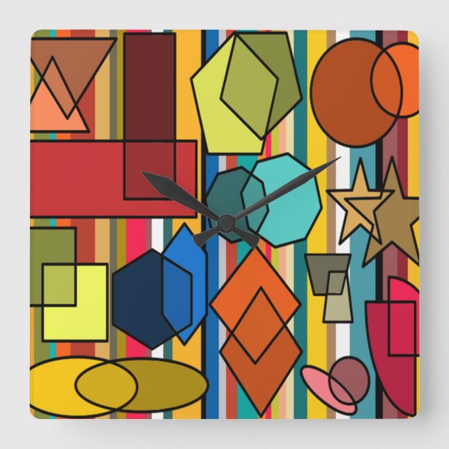 Bauhaus Shapes och Linjer  Fyrkantig Klocka (Framsida)