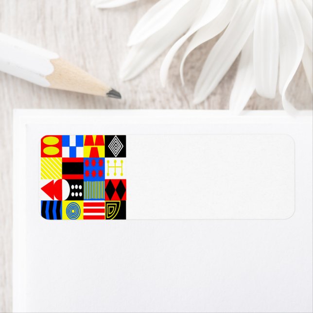 Bauhaus Shapes Returadress Etikett (Insitu)