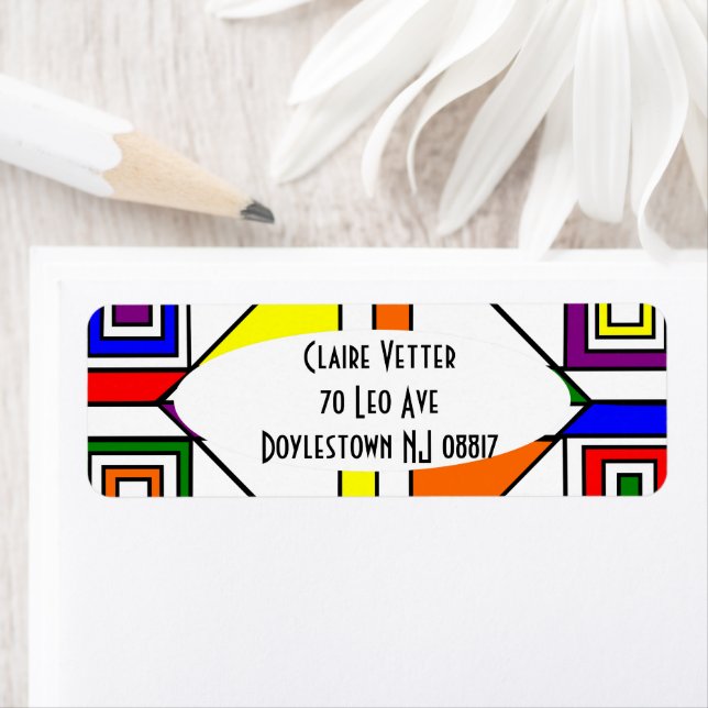 Bauhaus Stached Glass Returadress Etikett (Insitu)