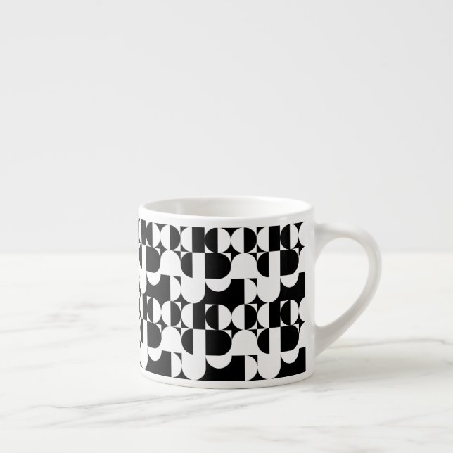 Bauhaus Stil Black och White Geometric Retro  Espressomugg (Höger)