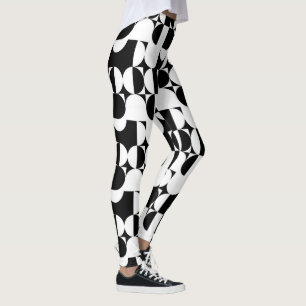 Bauhaus Stil Black och White Geometric Retro Leggings