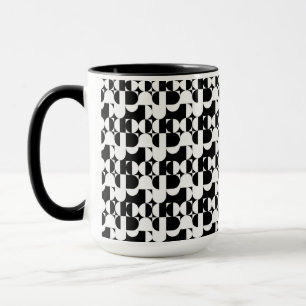 Bauhaus Stil Black och White Geometric Retro Mugg