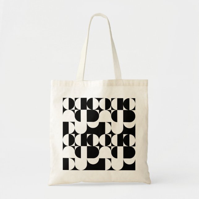 Bauhaus Stil Black och White Geometric Retro Tygkasse (Framsidan)