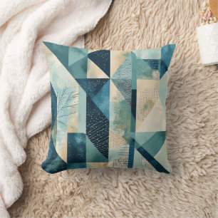Bauhaus Stil Geometric Sage och Blue Lumbar Kudde