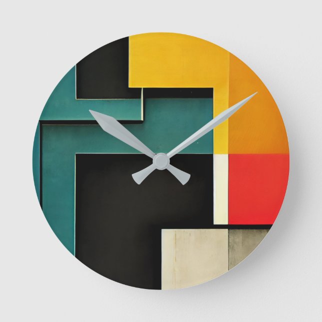 Bauhaus stil illustrerad rund klocka (Framsida)