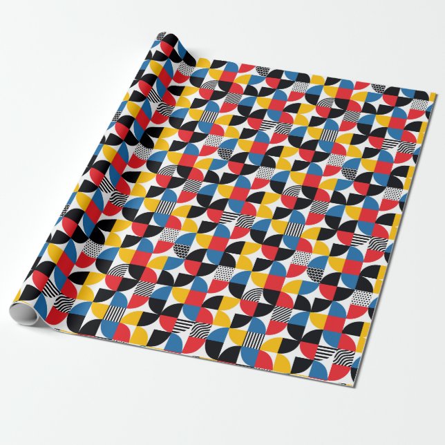 Bauhaus Stil Retro Geometric Art Presentpapper (Utrullad)