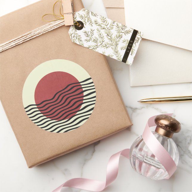 Bauhaus Stil Sunset Runt Klistermärke (Gåvor)