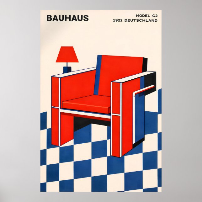 Bauhaus stolsaffisch, Mid Century Modern Geometris Poster (Framsidan)