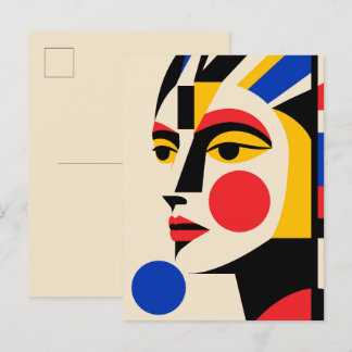 Bauhaus strålande profil geometrisk porträtt vykort