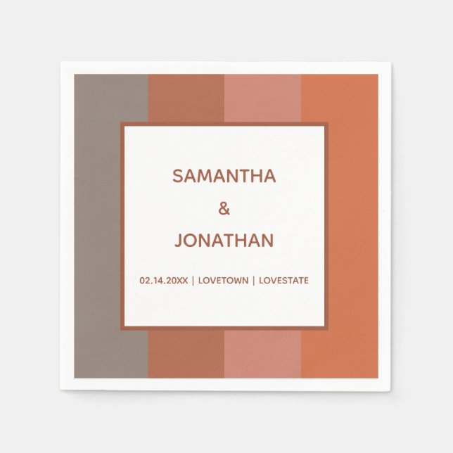 Bauhaus Stripe Personligt bröllp Papper Napkins Pappersservett (Framsidan)