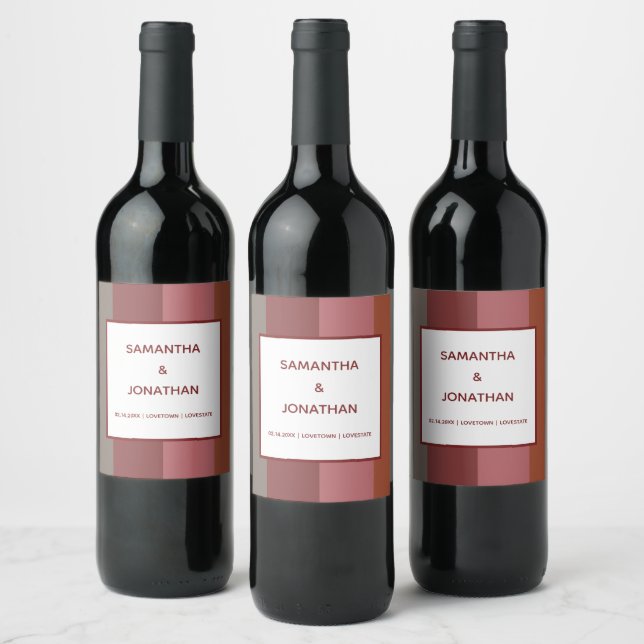 Bauhaus Stripe Personligt bröllp Vin-etikett Vinflaska Etikett (Flaskor)