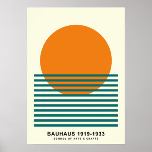 Bauhaus Sunset Ränder Affisch Retro Väggkonst
