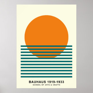 Bauhaus Sunset Ränder Affisch Retro Väggkonst