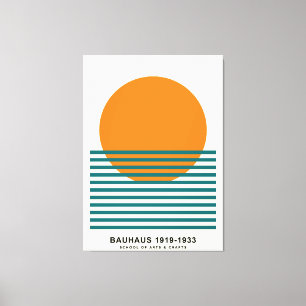 Bauhaus Sunset Ränder Affisch Retro Väggkonst Canvastryck