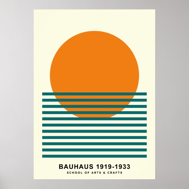 Bauhaus Sunset Stripes Poster Retro Wall Art (Framsidan)