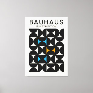Bauhaus Svart Geometriskt Rutnät Konsttryck 1919 Canvastryck