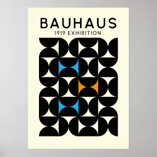 Bauhaus Svart Geometriskt Rutnät Konsttryck 1919 Poster