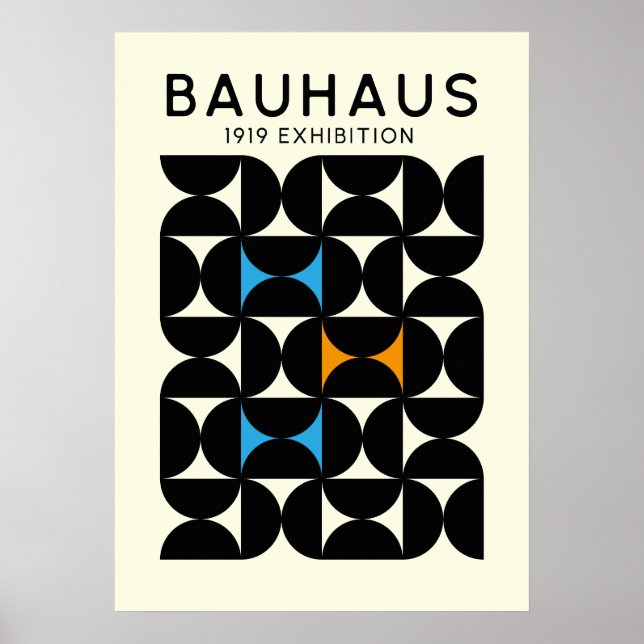 Bauhaus Svart Geometriskt Rutnät Konsttryck 1919 Poster (Framsidan)