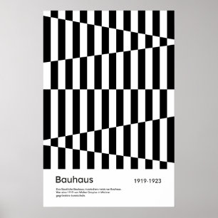 Bauhaus Svart Vit Randig Rutnät Konsttryck Poster