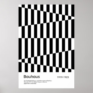 Bauhaus Svart Vit Randig Rutnät Konsttryck Poster