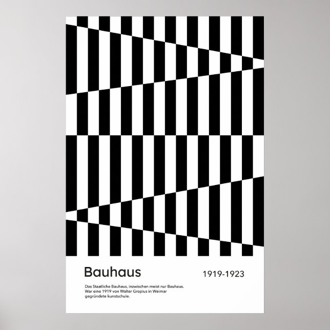 Bauhaus Svart Vit Randig Rutnät Konsttryck Poster (Framsidan)