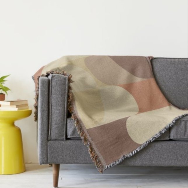 Bauhaus Terracotta Beige Abstrakt Earth Tones Filt (Skapare uppladdad)