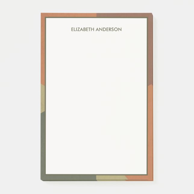 Bauhaus Terrakotta Grön Abstrakt Personlig Post-it Block (Framsida)