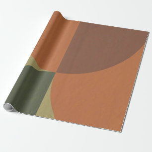 Bauhaus Terrakotta Grönt Abstrakt Inpackningspappe Presentpapper