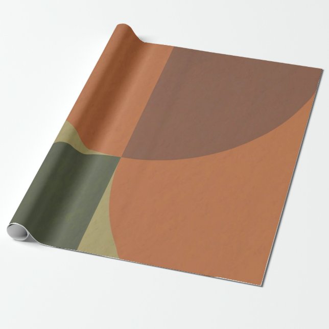 Bauhaus Terrakotta Grönt Abstrakt Inpackningspappe Presentpapper (Utrullad)