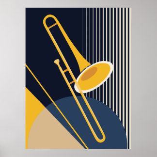 Bauhaus Trombon | Mid-Century Modern Jazz Poster