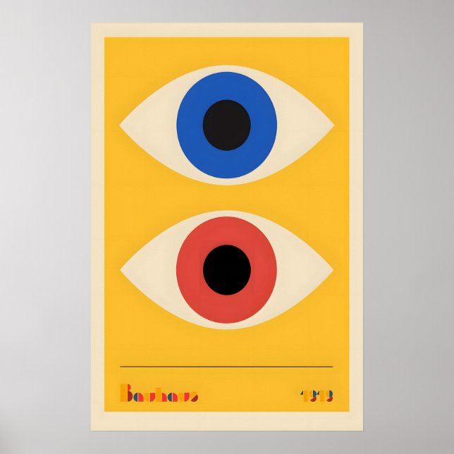 Bauhaus Två Ögon Konsttryck Vintage Abstrakt Poster (Framsidan)