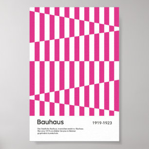 Bauhaus varmröd randig geometrisk konsttryck poster