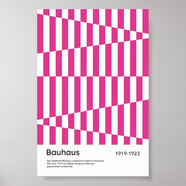 Bauhaus varmröd randig geometrisk konsttryck poster (Framsidan)