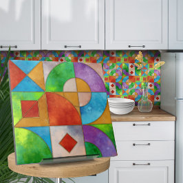 Bauhaus Watercolor geometric abstrakt N2 Kakelplatta