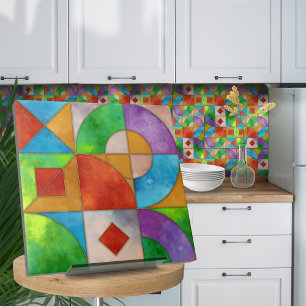 Bauhaus Watercolor geometric abstrakt N2 Kakelplatta